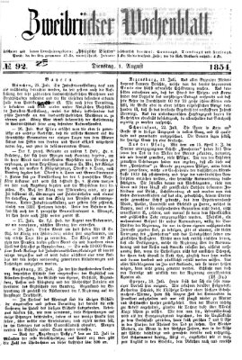Zweibrücker Wochenblatt Dienstag 1. August 1854