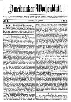 Zweibrücker Wochenblatt Dienstag 9. Januar 1855
