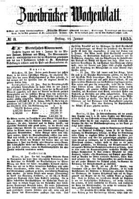 Zweibrücker Wochenblatt Freitag 19. Januar 1855
