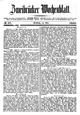 Zweibrücker Wochenblatt Sonntag 13. Mai 1855