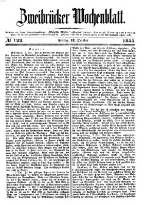 Zweibrücker Wochenblatt Freitag 12. Oktober 1855