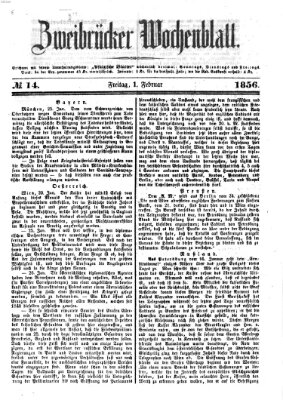 Zweibrücker Wochenblatt Freitag 1. Februar 1856
