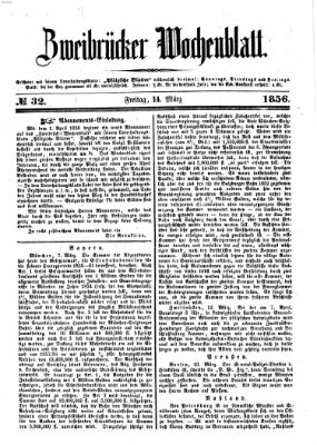 Zweibrücker Wochenblatt Freitag 14. März 1856