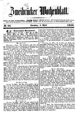 Zweibrücker Wochenblatt Dienstag 8. April 1856