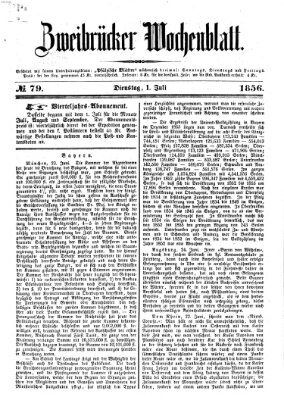Zweibrücker Wochenblatt Dienstag 1. Juli 1856