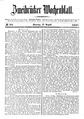 Zweibrücker Wochenblatt Sonntag 17. August 1856