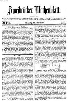 Zweibrücker Wochenblatt Sonntag 21. September 1856