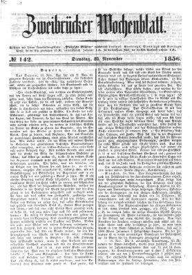 Zweibrücker Wochenblatt Dienstag 25. November 1856