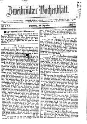 Zweibrücker Wochenblatt Sonntag 28. Dezember 1856