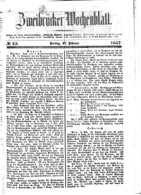 Zweibrücker Wochenblatt Freitag 27. Februar 1857