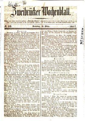 Zweibrücker Wochenblatt Sonntag 15. März 1857