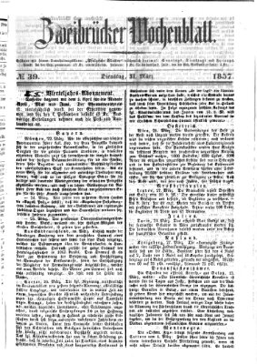 Zweibrücker Wochenblatt Dienstag 31. März 1857