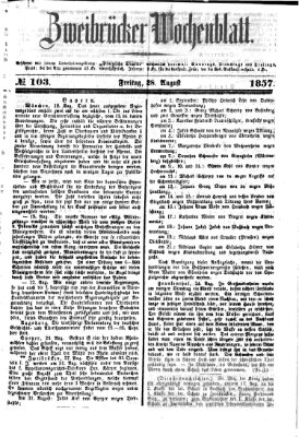 Zweibrücker Wochenblatt Freitag 28. August 1857