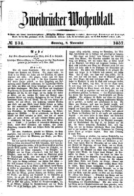 Zweibrücker Wochenblatt Sonntag 8. November 1857