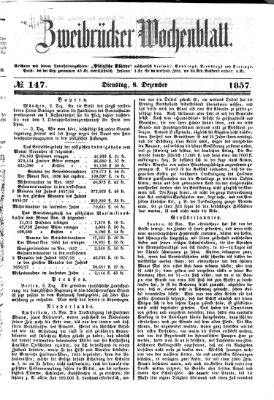 Zweibrücker Wochenblatt Dienstag 8. Dezember 1857