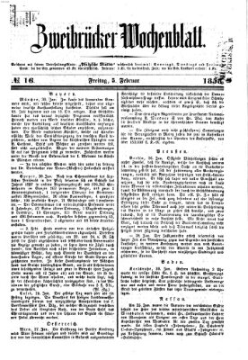 Zweibrücker Wochenblatt Freitag 5. Februar 1858