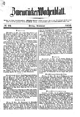 Zweibrücker Wochenblatt Freitag 19. Februar 1858