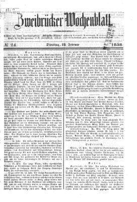Zweibrücker Wochenblatt Dienstag 23. Februar 1858