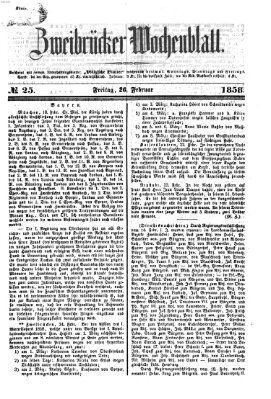 Zweibrücker Wochenblatt Freitag 26. Februar 1858