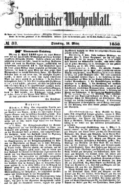 Zweibrücker Wochenblatt Dienstag 16. März 1858
