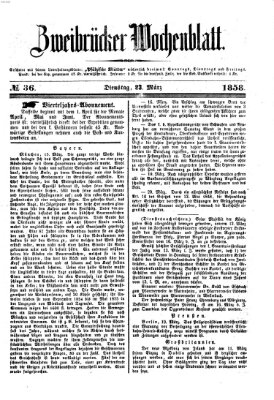 Zweibrücker Wochenblatt Dienstag 23. März 1858