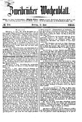 Zweibrücker Wochenblatt Freitag 11. Juni 1858