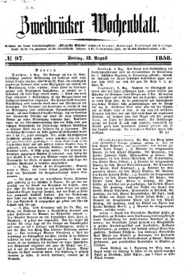 Zweibrücker Wochenblatt Freitag 13. August 1858