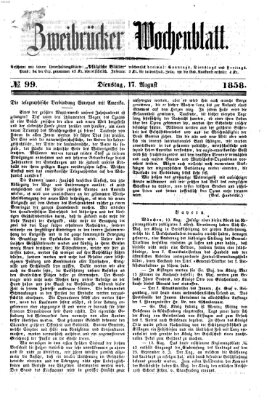 Zweibrücker Wochenblatt Dienstag 17. August 1858