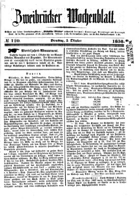 Zweibrücker Wochenblatt Dienstag 5. Oktober 1858