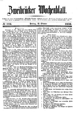 Zweibrücker Wochenblatt Freitag 15. Oktober 1858