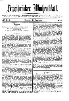 Zweibrücker Wochenblatt Sonntag 21. November 1858