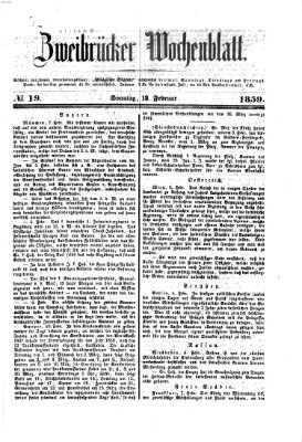 Zweibrücker Wochenblatt Sonntag 13. Februar 1859