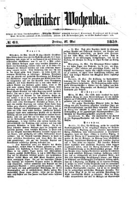 Zweibrücker Wochenblatt Freitag 27. Mai 1859