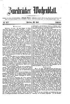Zweibrücker Wochenblatt Freitag 22. Juli 1859