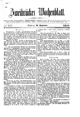 Zweibrücker Wochenblatt Dienstag 20. September 1859