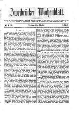 Zweibrücker Wochenblatt Freitag 28. Oktober 1859