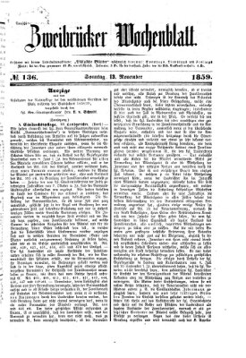 Zweibrücker Wochenblatt Sonntag 13. November 1859