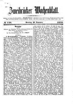 Zweibrücker Wochenblatt Sonntag 20. November 1859