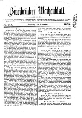 Zweibrücker Wochenblatt Dienstag 29. November 1859