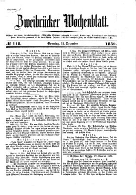 Zweibrücker Wochenblatt Sonntag 11. Dezember 1859