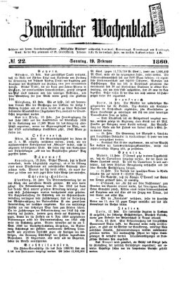 Zweibrücker Wochenblatt Sonntag 19. Februar 1860