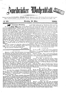 Zweibrücker Wochenblatt Dienstag 20. März 1860