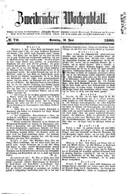 Zweibrücker Wochenblatt Sonntag 10. Juni 1860