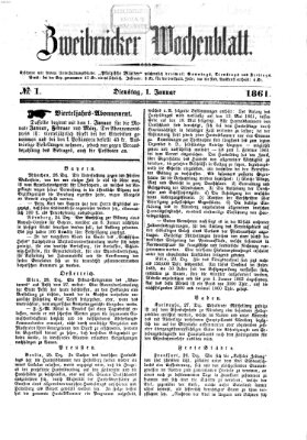 Zweibrücker Wochenblatt Dienstag 1. Januar 1861
