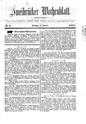 Zweibrücker Wochenblatt Freitag 4. Januar 1861