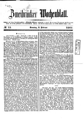 Zweibrücker Wochenblatt Sonntag 3. Februar 1861