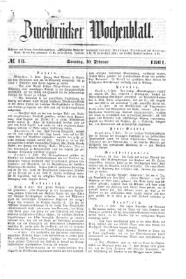 Zweibrücker Wochenblatt Sonntag 10. Februar 1861