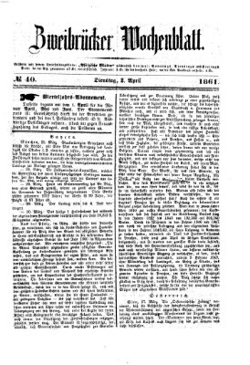 Zweibrücker Wochenblatt Dienstag 2. April 1861