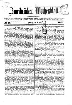 Zweibrücker Wochenblatt Freitag 19. April 1861