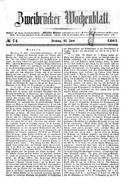 Zweibrücker Wochenblatt Freitag 21. Juni 1861